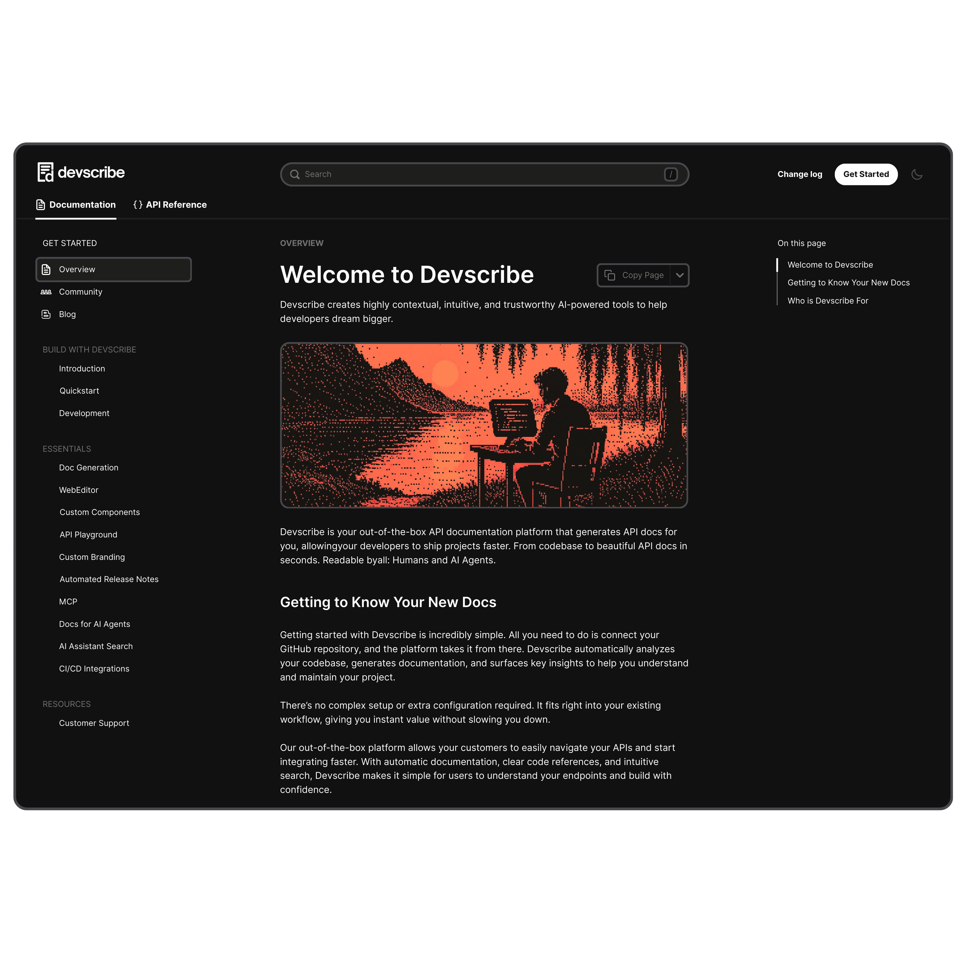 Devscribe platform subtle background preview